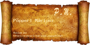 Pöpperl Máriusz névjegykártya